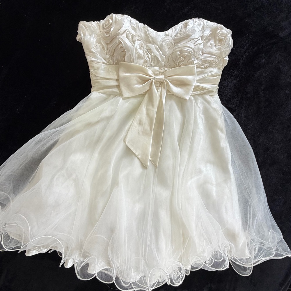 Steppin' Out Dress formal wedding size 11/12 ivory white knee length - Picture 7 of 16